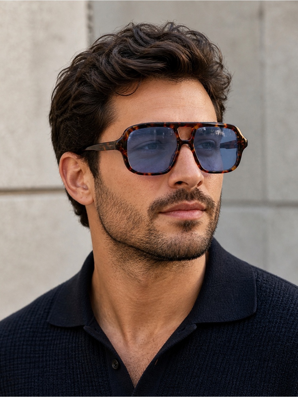 Blue Tint Oversized Tortoiseshell Aviator Glasses – Statement Frame
